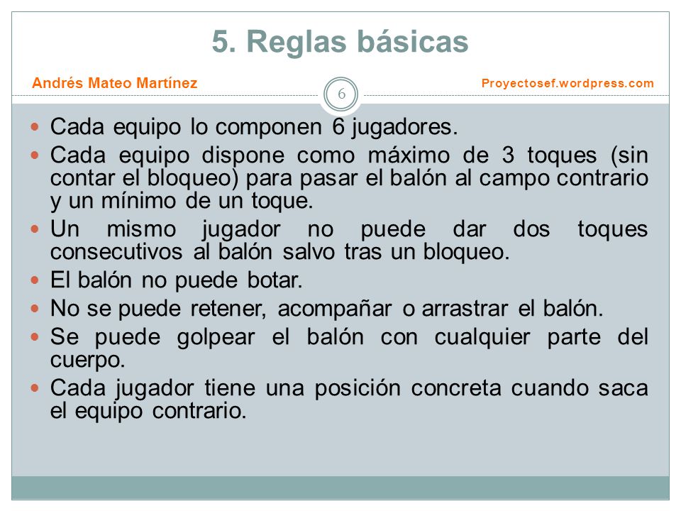10 reglas basicas del voley